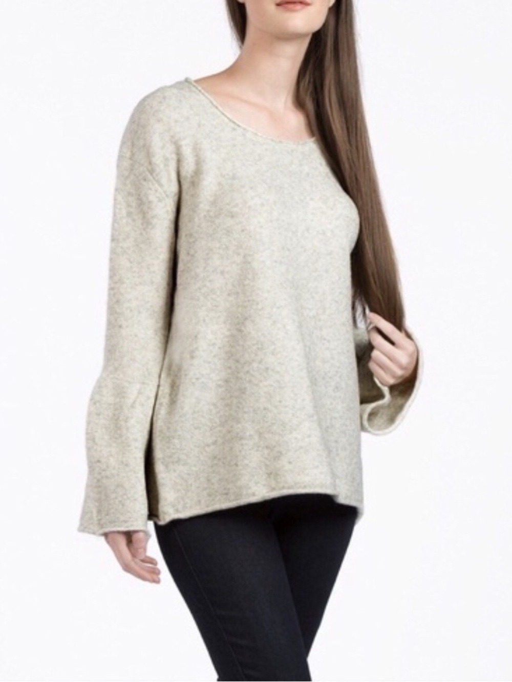 French Connection Bell Sleeve Sweater Dove Gray Melange, Size M